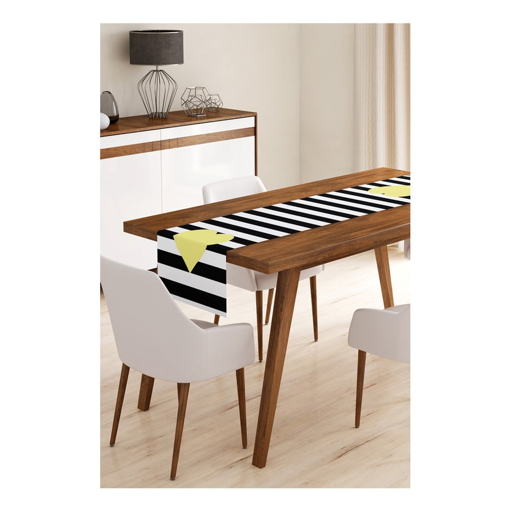 Bieżnik z mikrowłókna Minimalist Cushion Covers Stripes with Yellow Heart, 45x140 cm