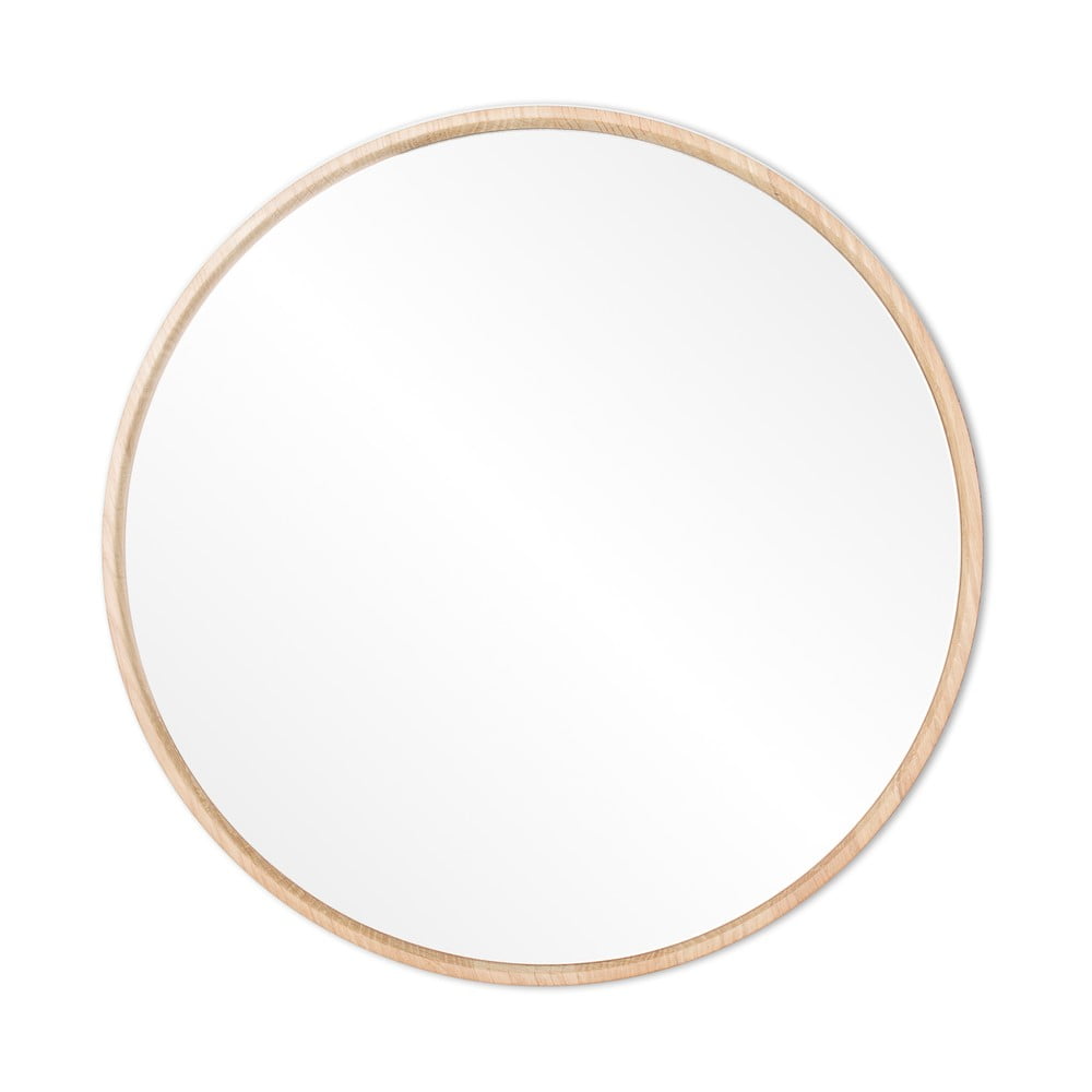 Lustro ścienne z ramą z litego drewna dębowego Gazzda Look, ⌀ 32 cm