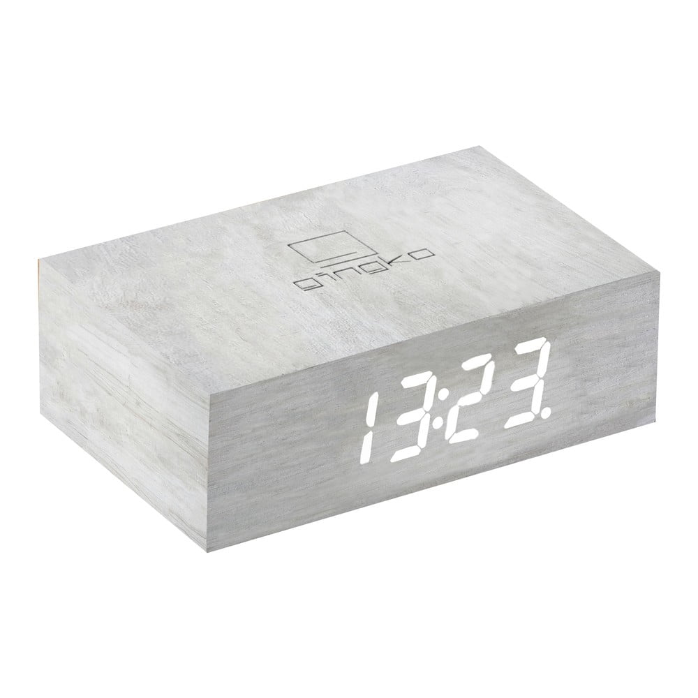 Jasnoszary budzik LED Gingko Flip Click