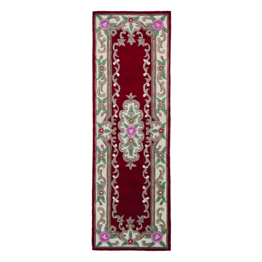Czerwony wełniany dywan Flair Rugs Aubusson, 67x210 cm