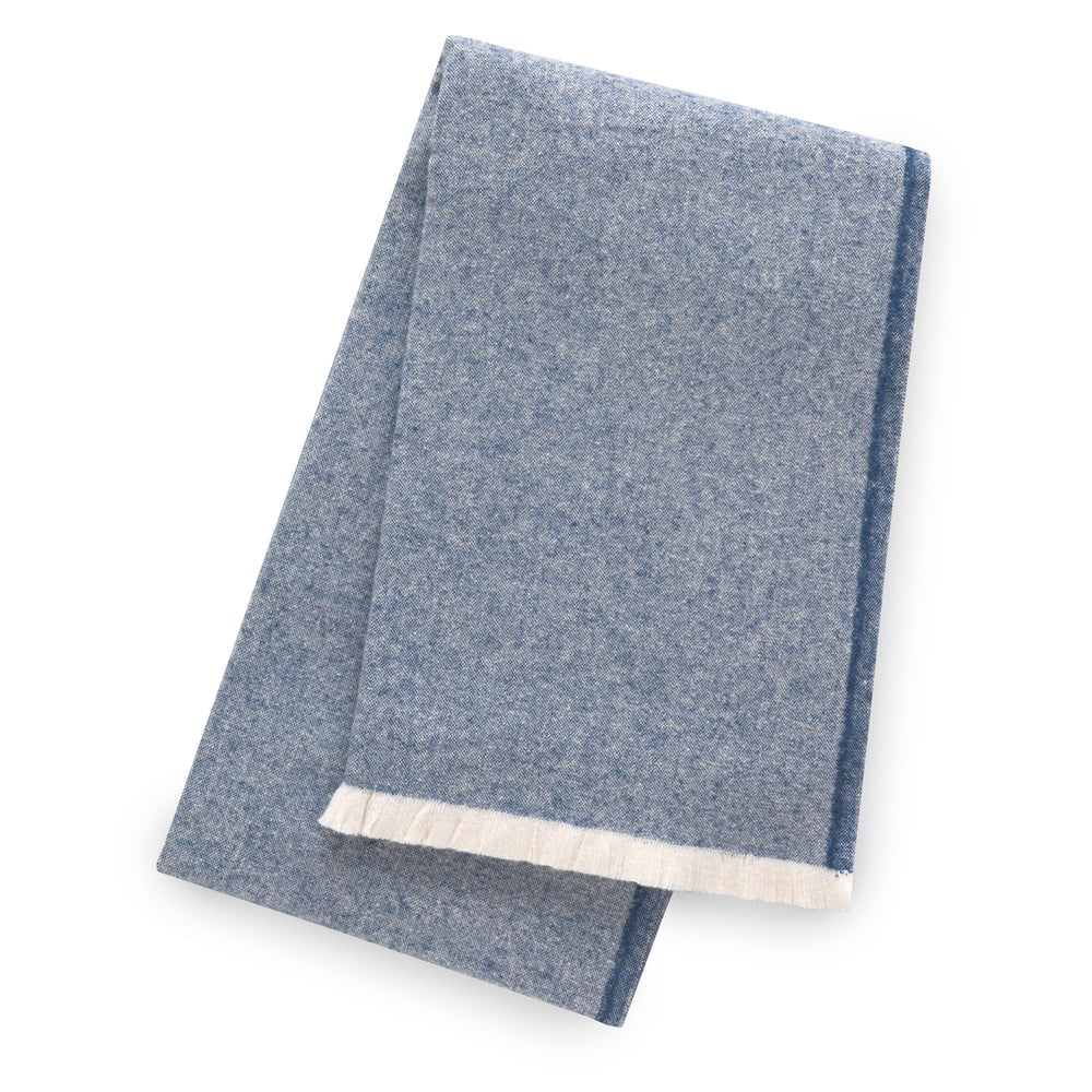 Niebieski pled z domieszką bawełny Euromant Linen, 140x180 cm