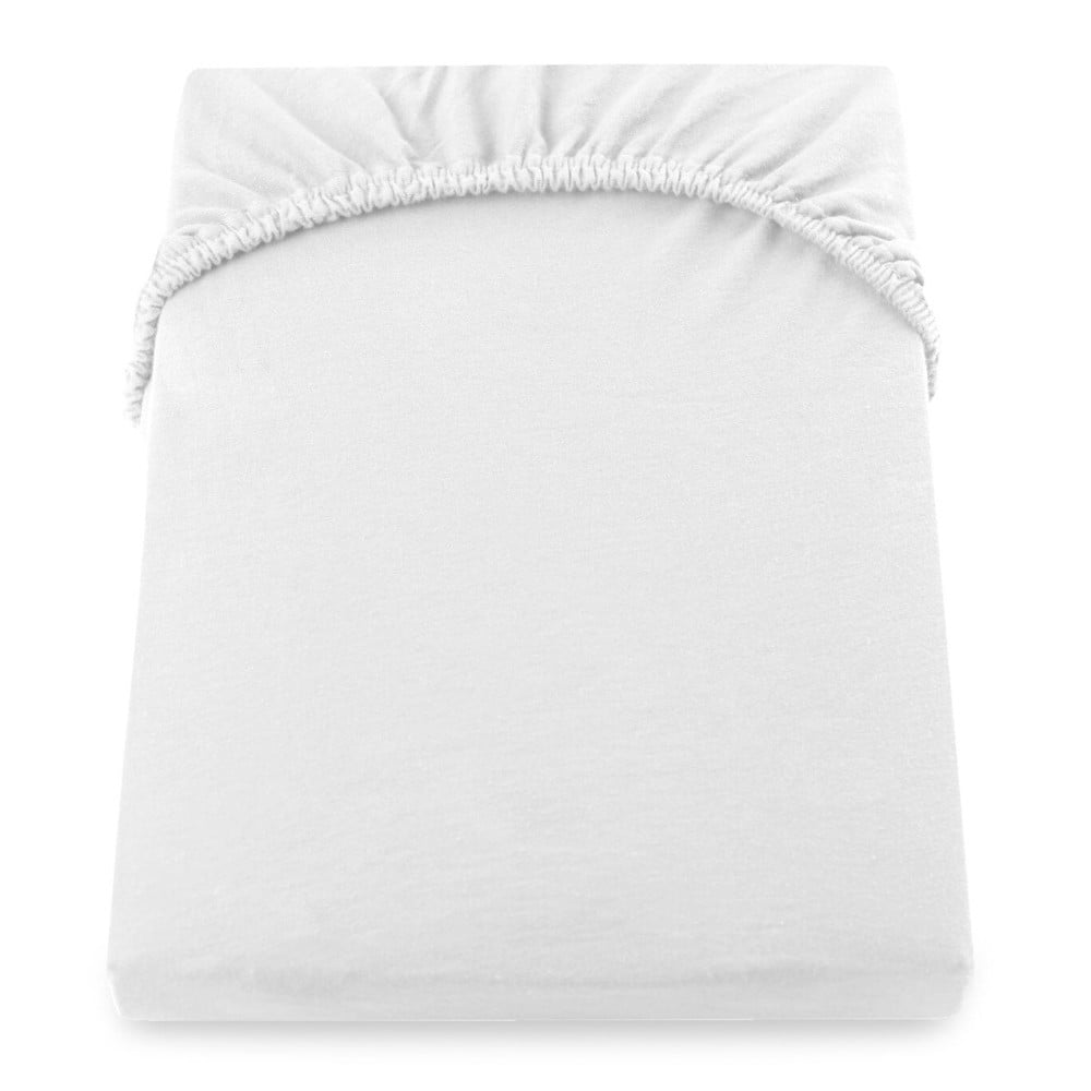 Białe prześcieradło elastyczne DecoKing Amber Collection, 160/180x200 cm