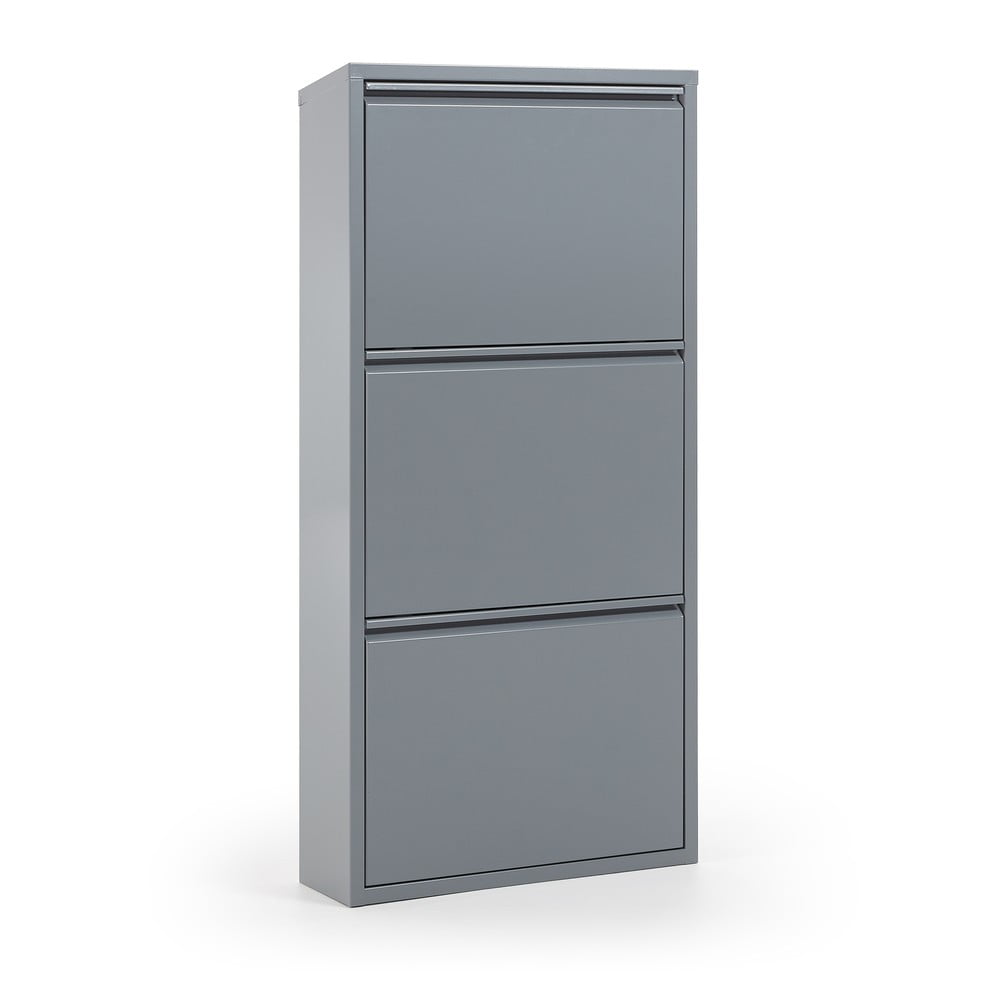 Szara metalowa szafka na buty z 3 przegrodami Kave Home Rox