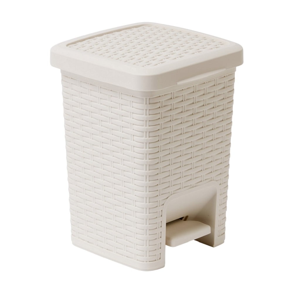 Kremowy kosz łazienkowy z pedałem Addis Rattan Pedal Bin Calico, 6 l