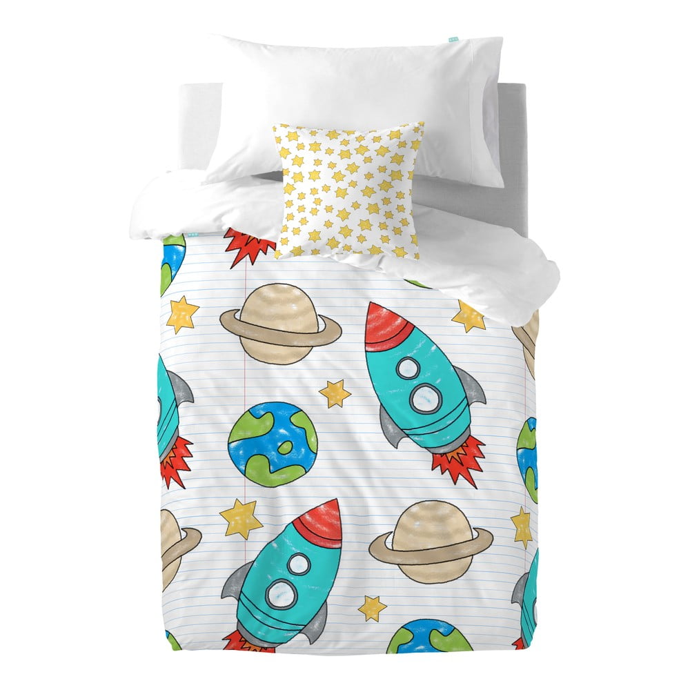Dziecięca pościel bawełniana z poszewką na poduszkę Mr. FoxSpace Rocket, 140x200 cm