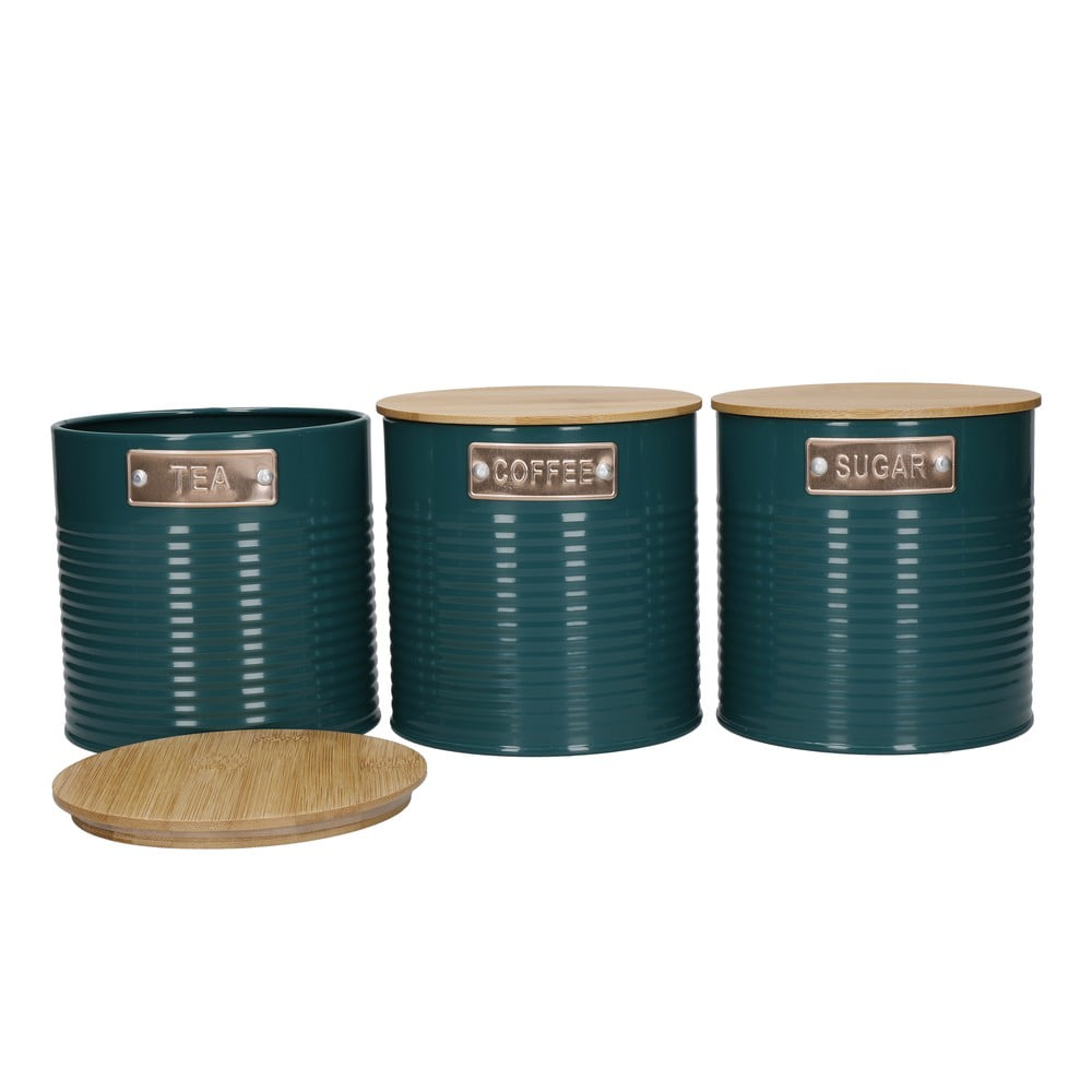 Zielone stalowe pojemniki na żywność zestaw 3 szt. – Kitchen Craft