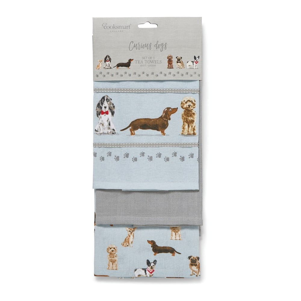 Zestaw 3 ścierek kuchennych Cooksmart ® Curious Dogs