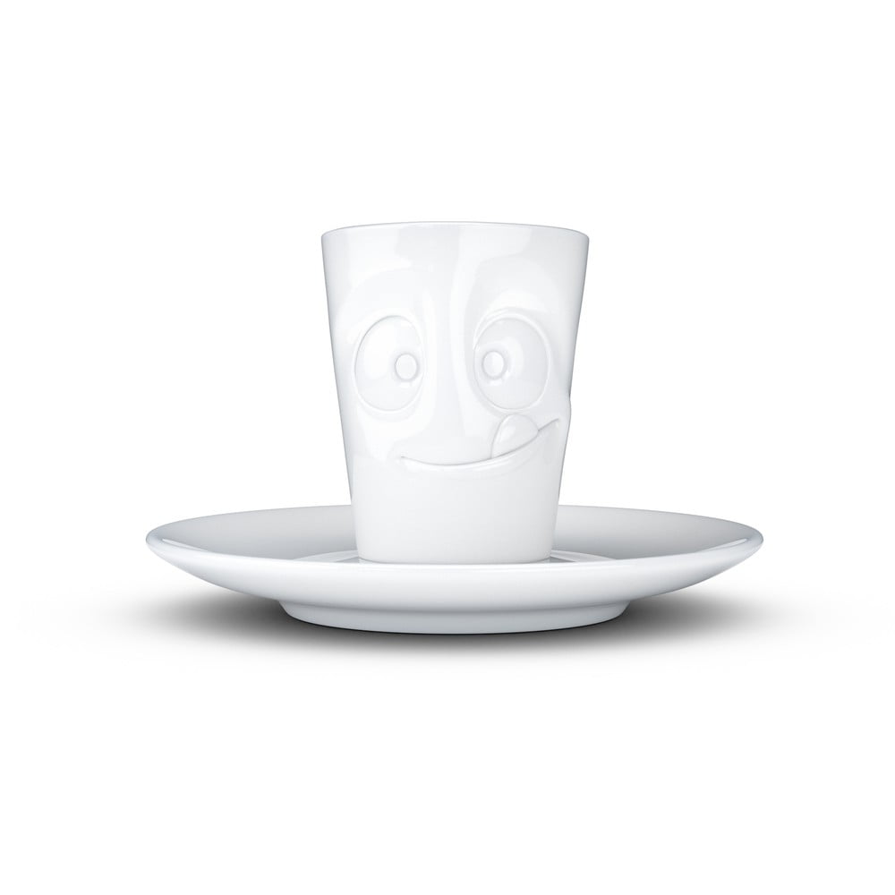 Biała łakoma porcelanowa filiżanka do espresso ze spodkiem 58products, 80 ml
