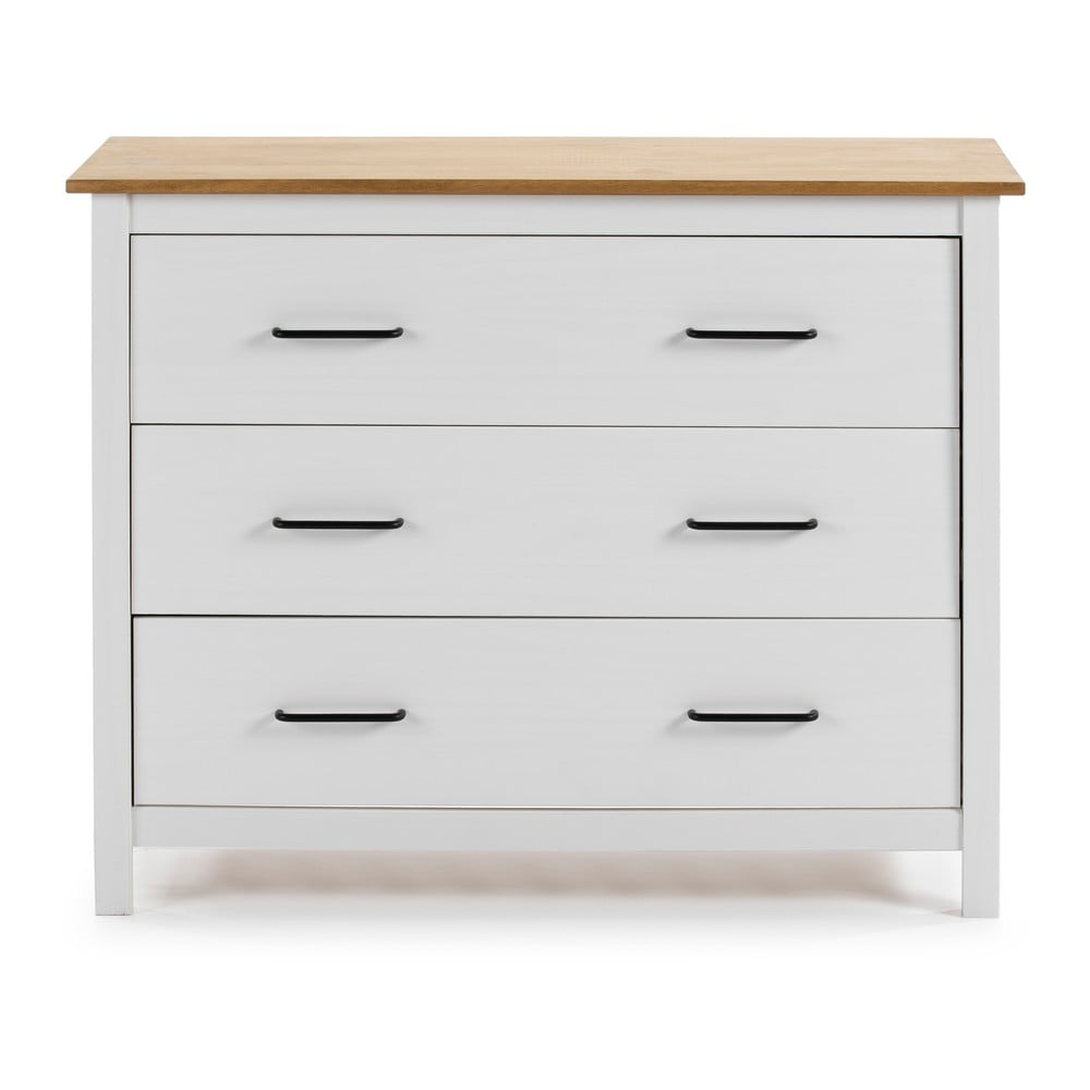 Biała komoda z 3 szufladami Marckeric Miranda