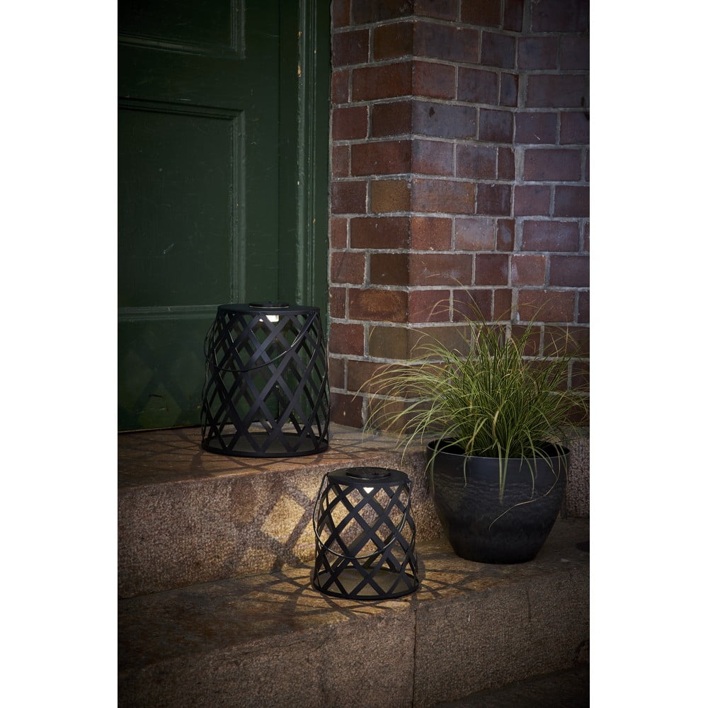 Czarny lampion LED Star Trading Calabria, wys. 28 cm