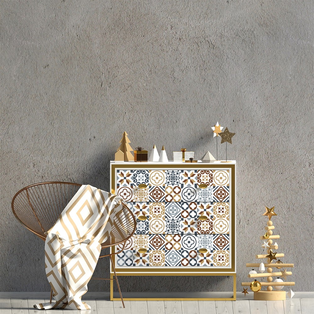 Komplet 60 naklejek na meble Ambiance Lionel Brown, 10x10 cm