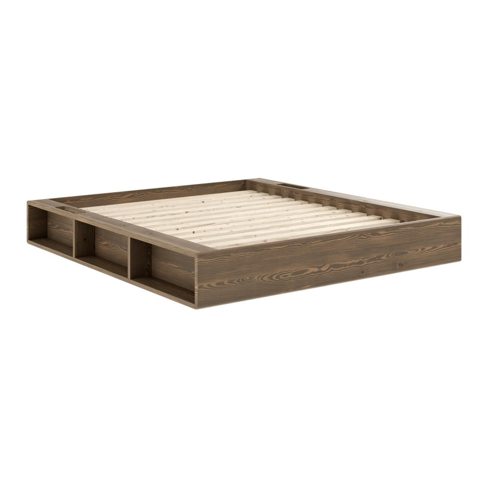 Brązowe łóżko dwuosobowe ze stelażem 160x200 cm Ziggy – Karup Design