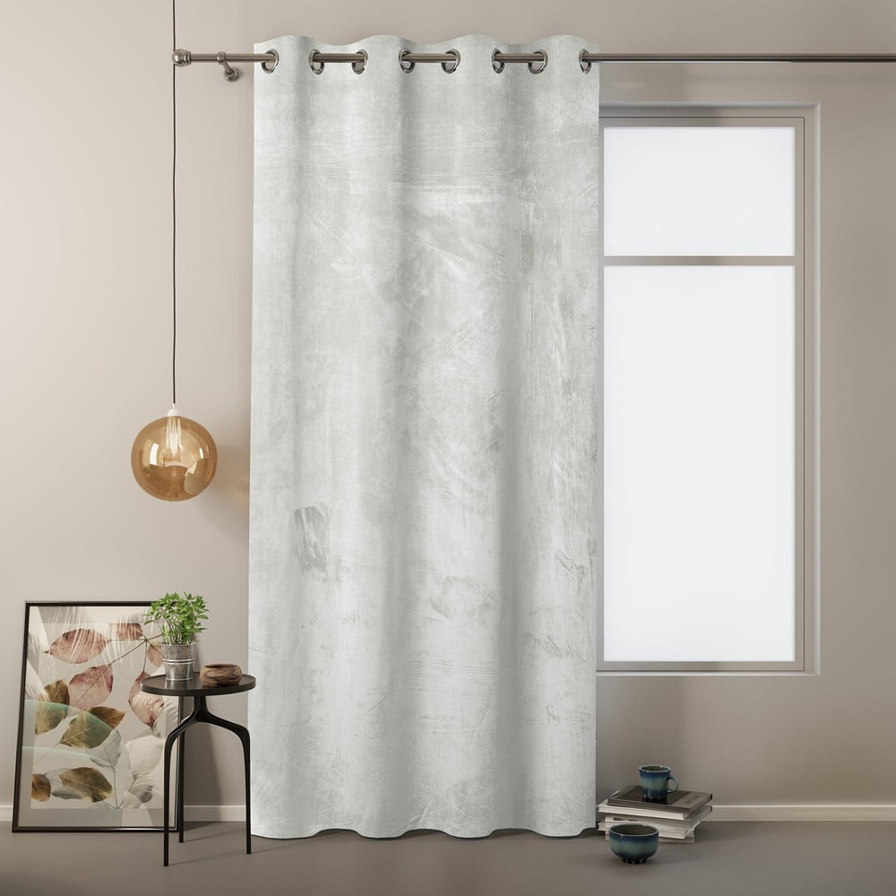 Biała zasłona z aksamitną powierzchnią AmeliaHome Velvet, 140x245 cm