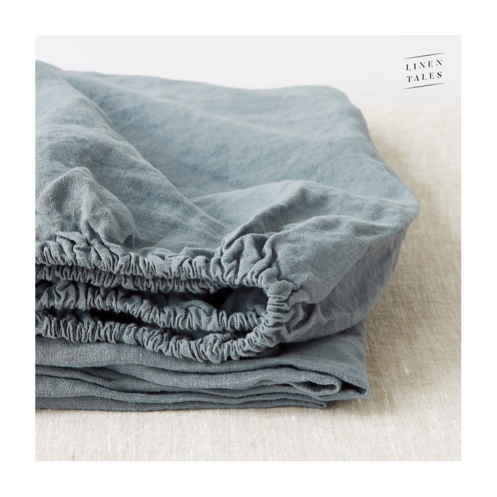 Niebieskie lniane prześcieradło 200x160 cm – Linen Tales