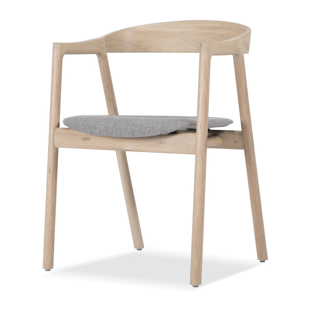 Krzesło z litego drewna dębowego z szarym siedziskiem Gazzda Muna