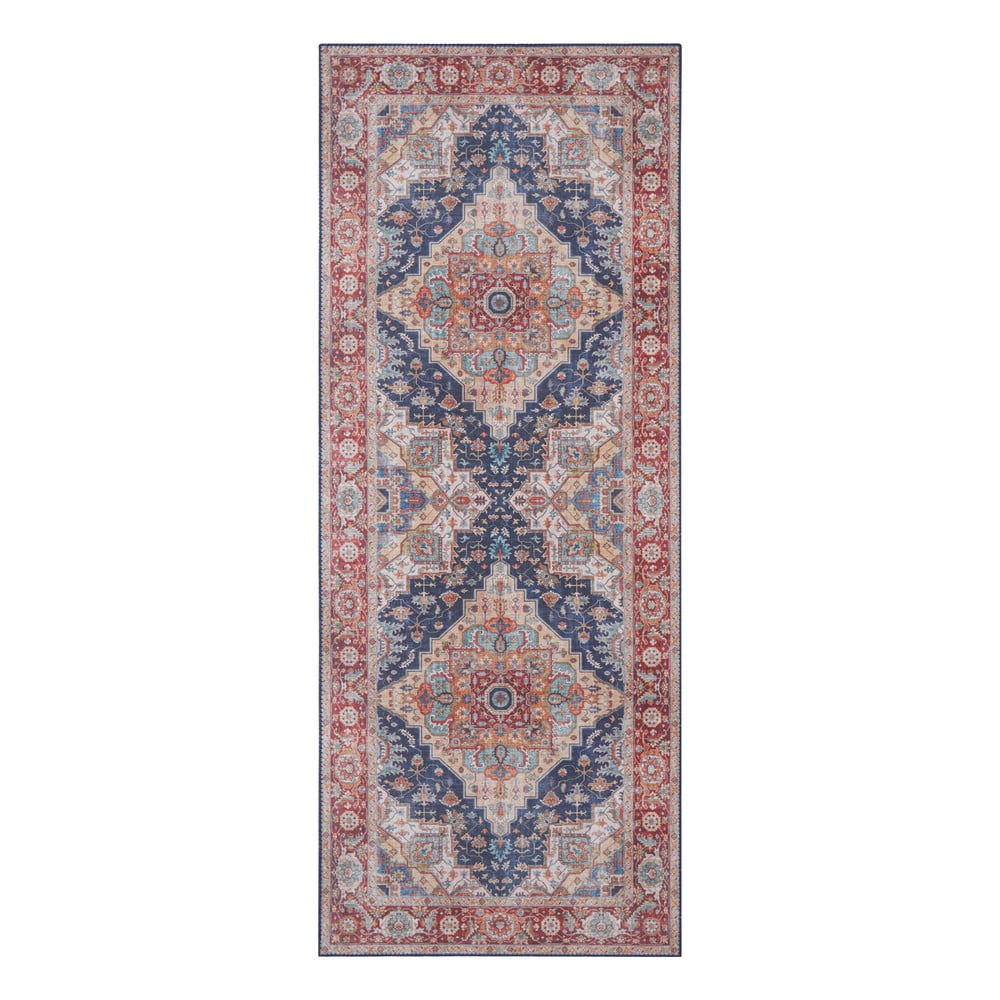 Czerwono-granatowy chodnik Nouristan Sylla, 80x200 cm