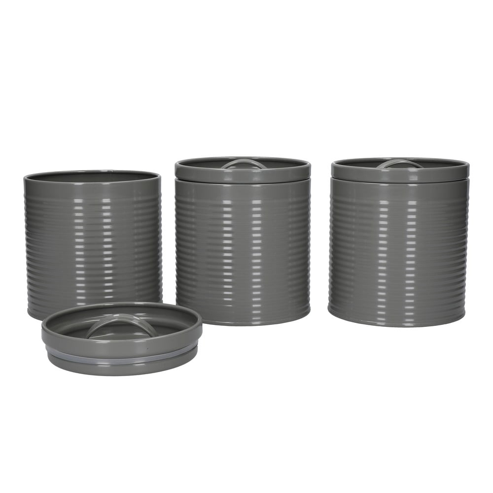 Szare stalowe pojemniki na żywność zestaw 3 szt. – Kitchen Craft