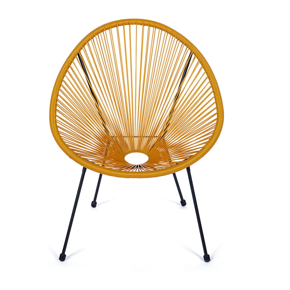 Żółty fotel ogrodowy ze sztucznego rattanu Bonami Selection Avocado