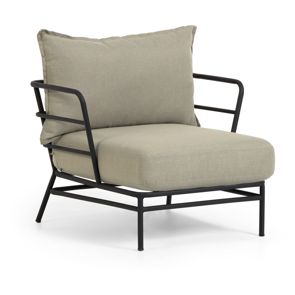 Beżowy fotel ogrodowy z metalową konstrukcją Kave Home Mareluz