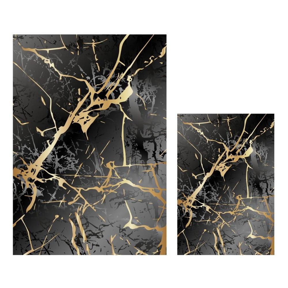 Zestaw 2 czarnych dywaników łazienkowych Mila Home Marble