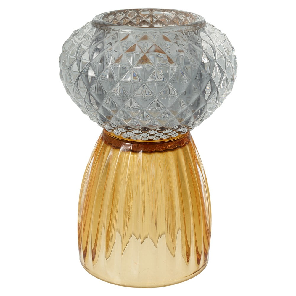 Szaro-brązowy szklany świecznik Green Gate