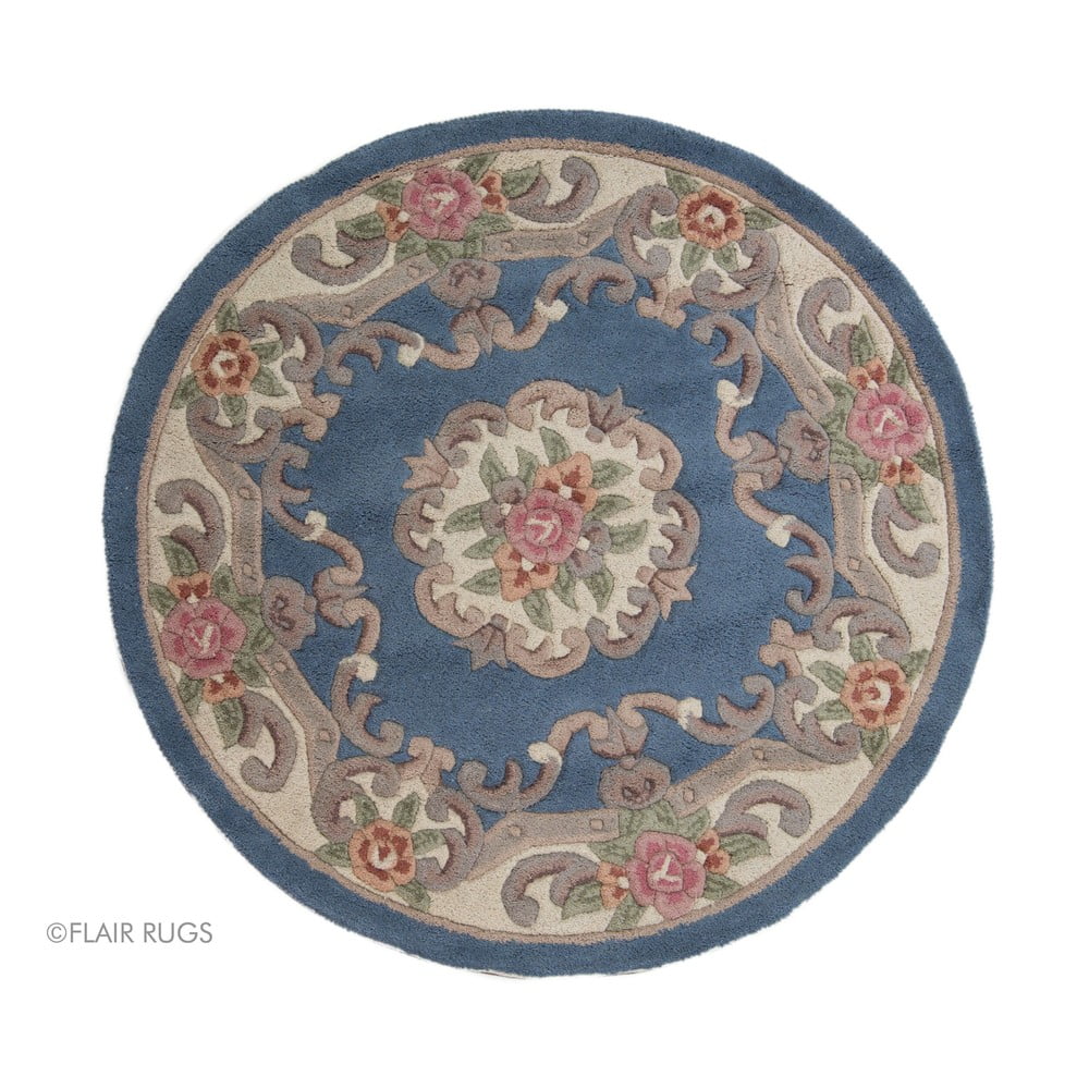Niebieski wełniany dywan Flair Rugs Aubusson, ⌀ 120 cm