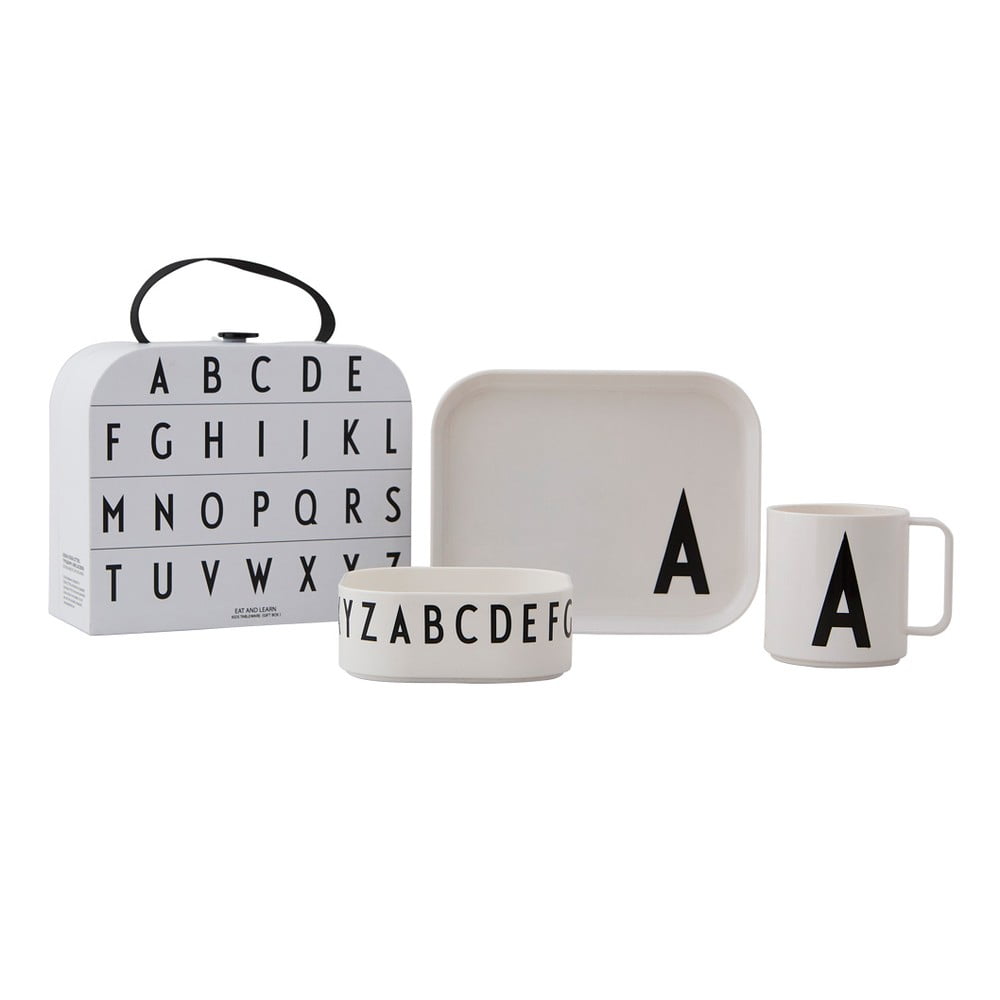 3-częściowy zestaw naczyń dla dzieci z kuferkiem Design Letters Classics A