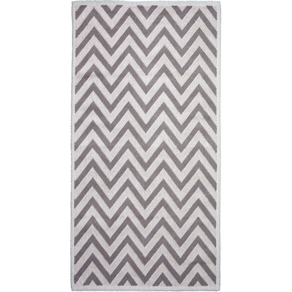 Beżowy chodnik bawełniany Vitaus Zikzak, 80x200 cm