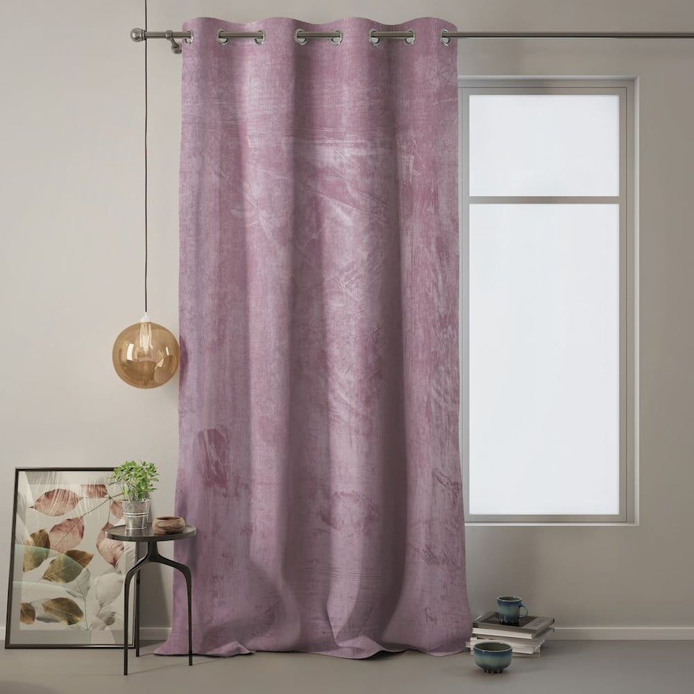 Różowa zasłona AmeliaHome Velvet, 140x270 cm