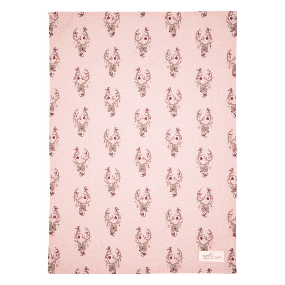Różowa bawełniana ściereczka Green Gate Dina Pale, 50x70 cm