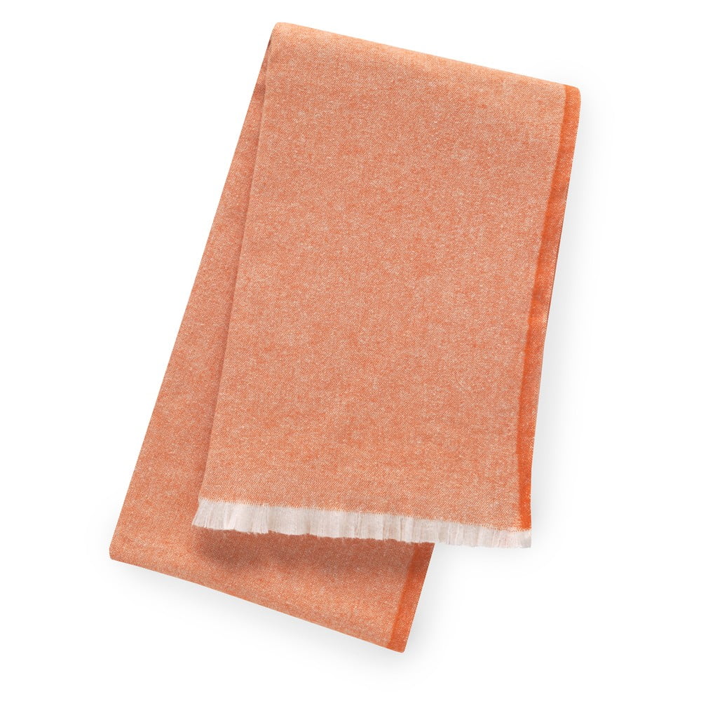 Pomarańczowy pled z domieszką bawełny Euromant Linen, 140x180 cm