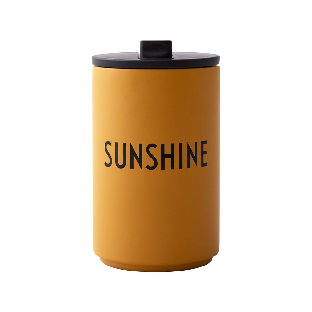 Musztardowy kubek termiczny Design Letters Sunshine, 350 ml