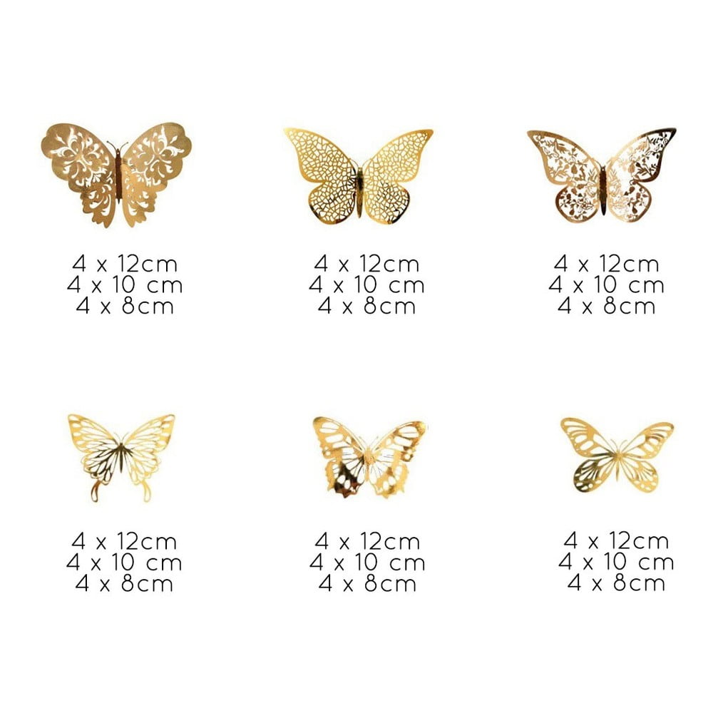 Zestaw 36 naklejek w kształcie motyli w złotej barwie Ambience Butterflies Gold
