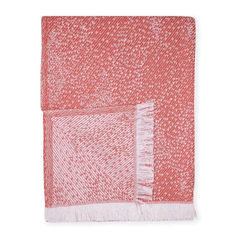 Czerwony pled z domieszką bawełny Euromant Dotty Diamond, 140x180 cm