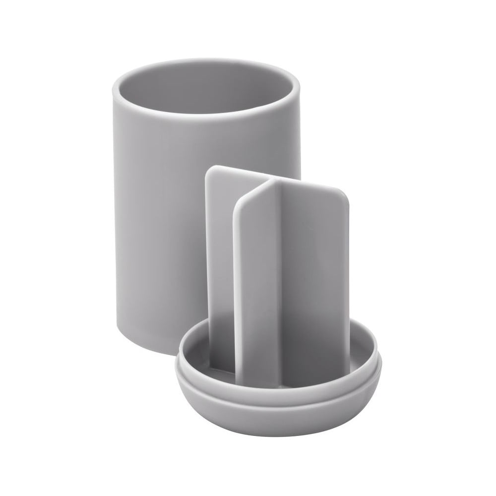 Szary kubek na szczoteczki do zębów z przegródkami iDesign Cade