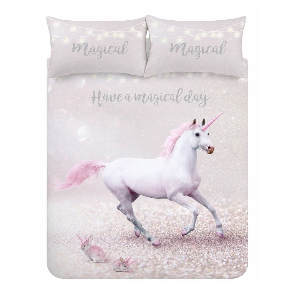 Różowo-fioletowa pościel Catherine Lansfield Echanted Unicorn, 200x200 cm
