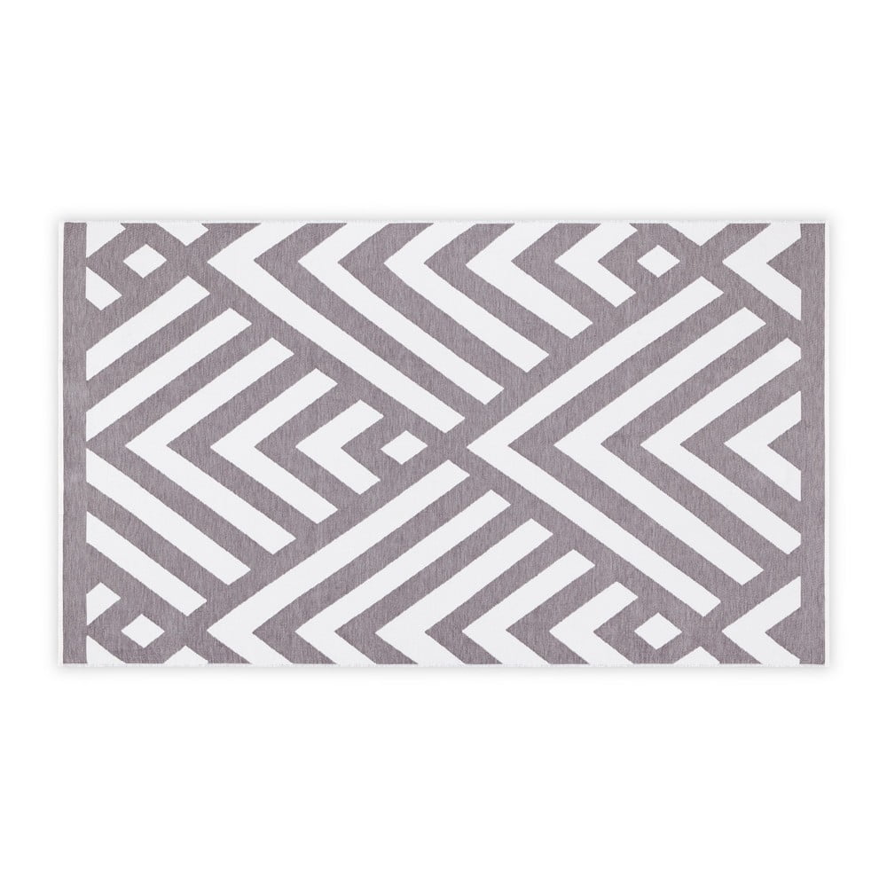 Szaro-biały bawełniany dywanik łazienkowy Foutastic Geometric, 100x180 cm
