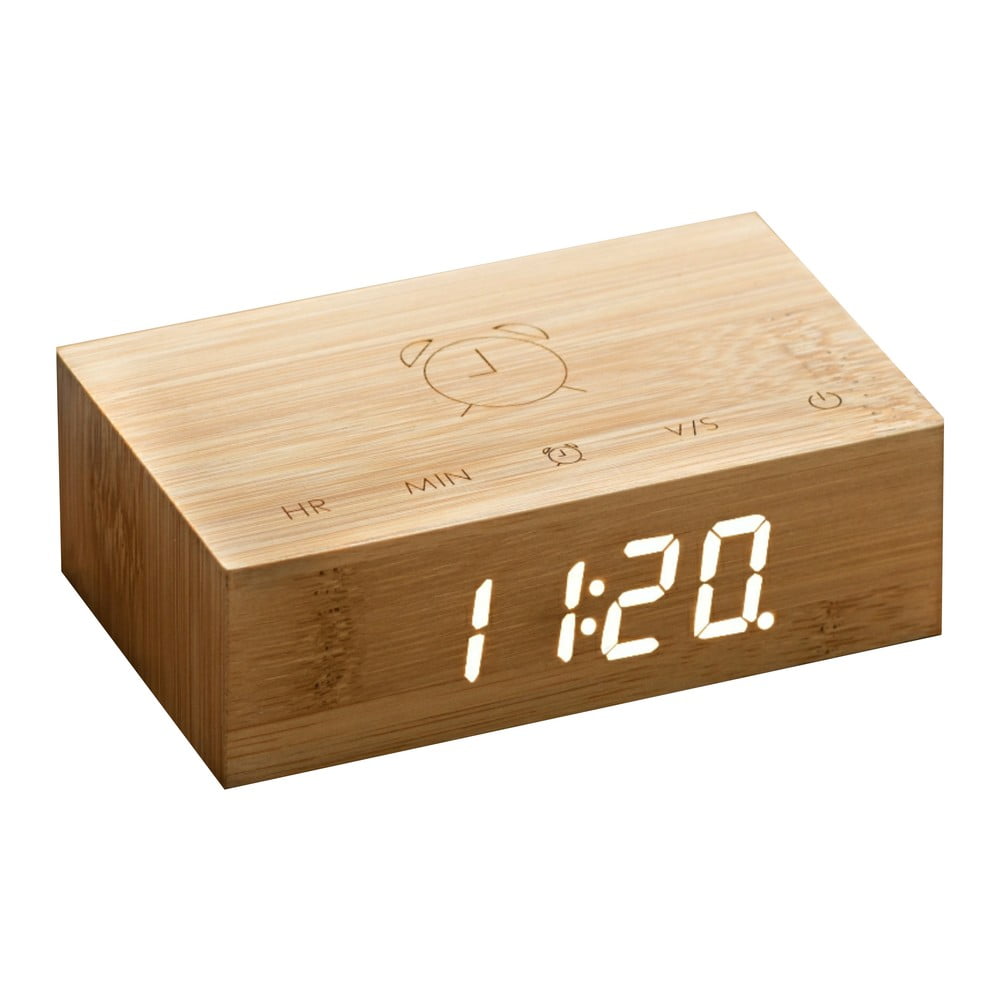 Jasnobrązowy budzik LED Gingko Flip Click