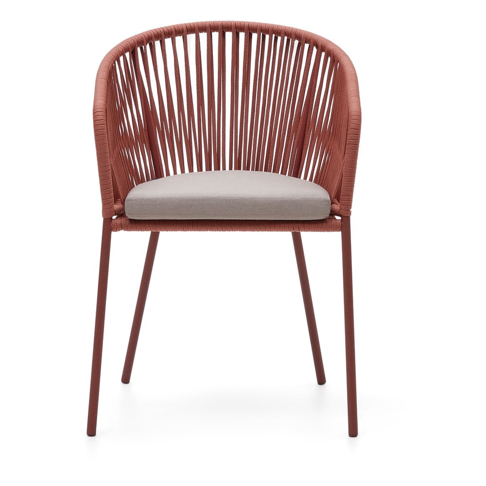 Krzesło ogrodowe z plecionką w kolorze terakoty Kave Home Yanet