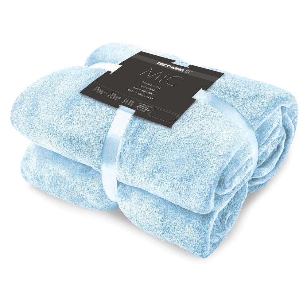 Jasnoniebieski koc DecoKing Mic, 220x200 cm