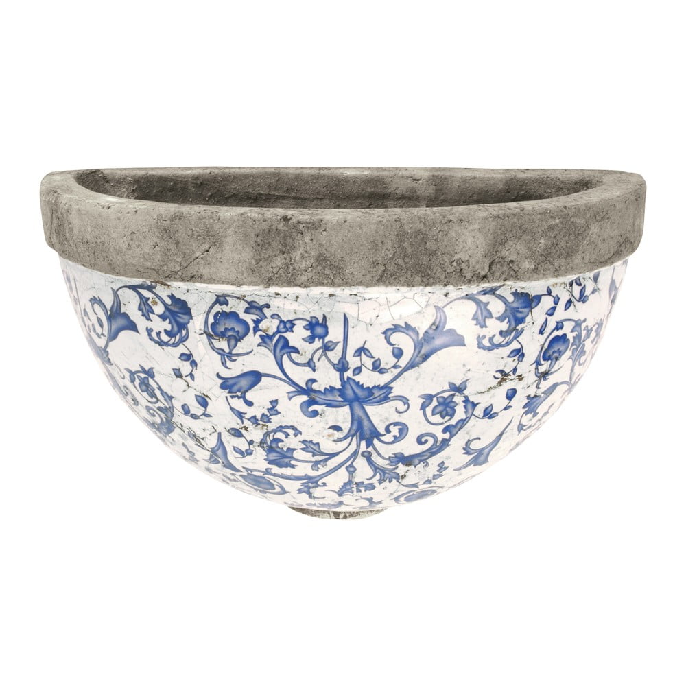 Niebiesko-biała ceramiczna doniczka wisząca Esschert Design