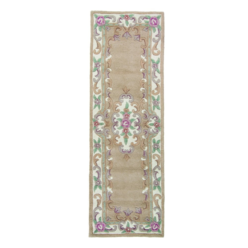 Beżowy wełniany chodnik FlairRug Aubusson, 67x210 cm