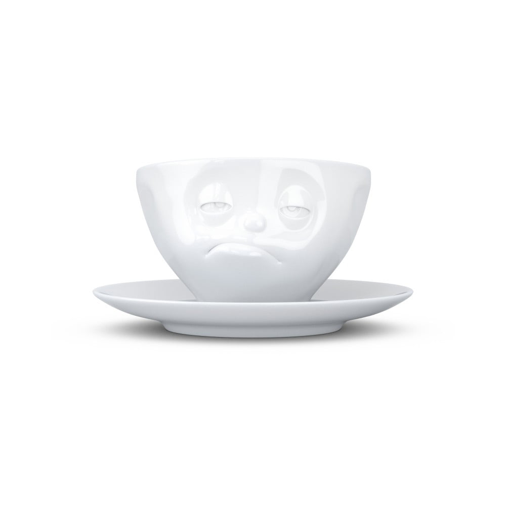 Biała porcelanowa nadąsana filiżanka ze spodkiem 58products