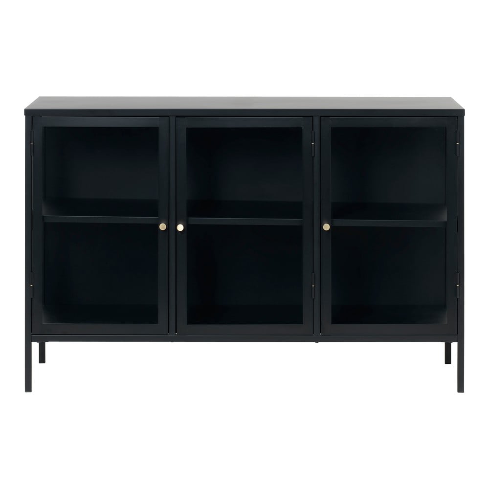Czarna witryna Unique Furniture Carmel, dł. 132 cm