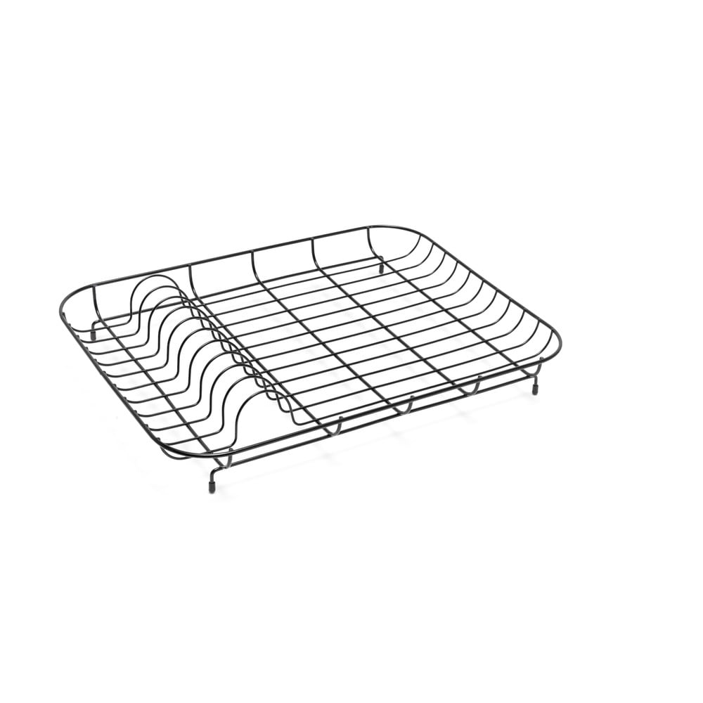 Niski czarny metalowy ociekacz na naczynia Addis, 43x33x7 cm