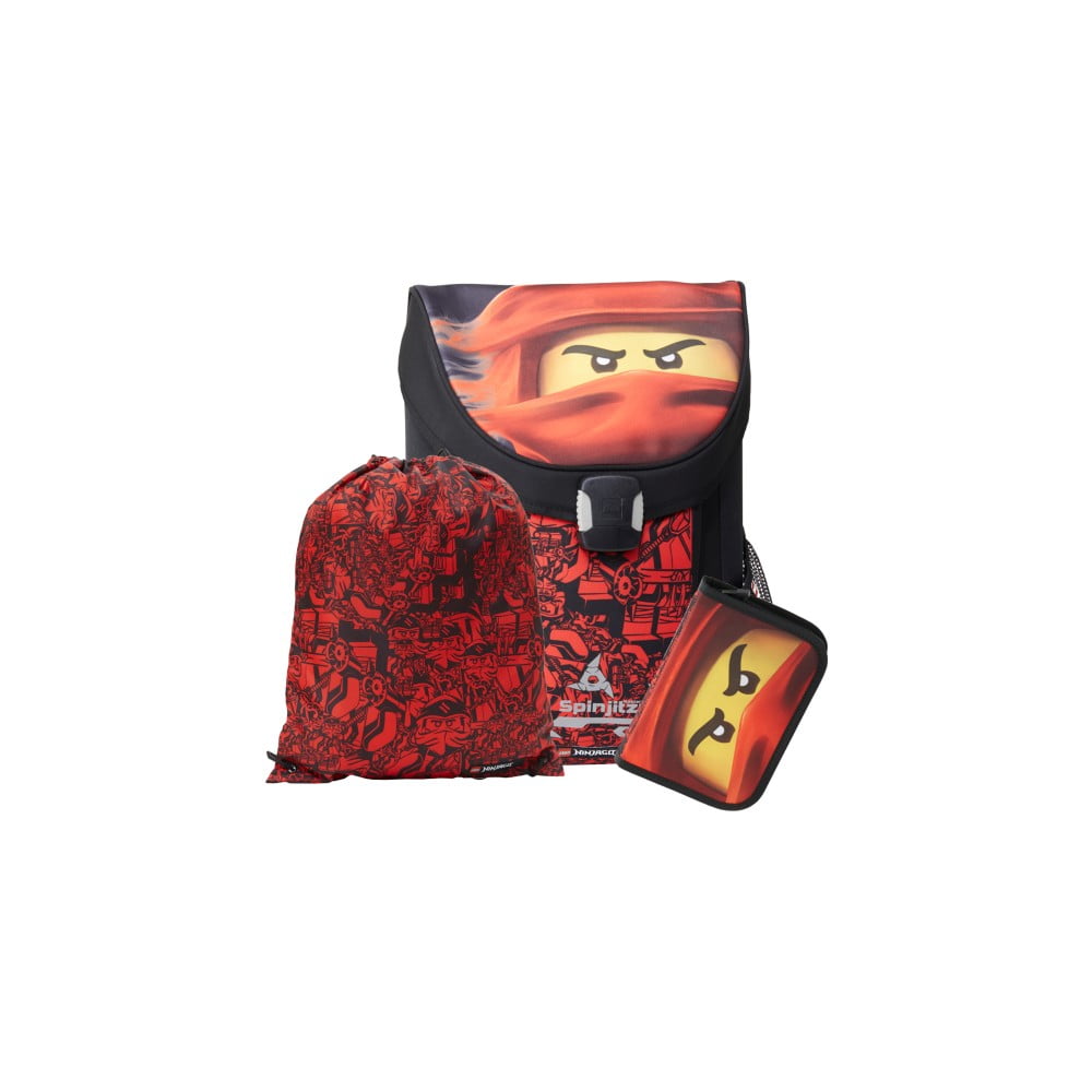 3-częściowy zestaw czerwonego tornistra, piórnika i worka LEGO® Ninjago Easy
