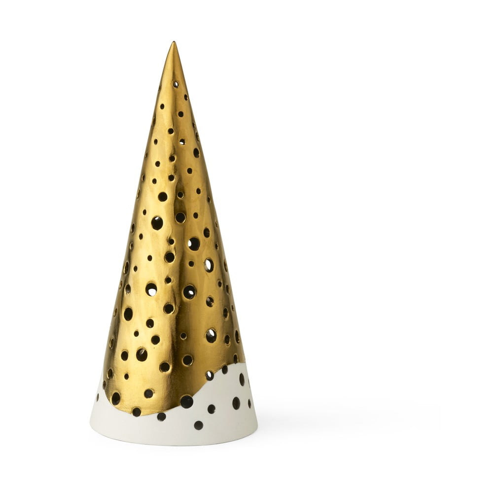 Porcelanowy świecznik w kolorze złota Kähler Design Nobili, wys. 19 cm