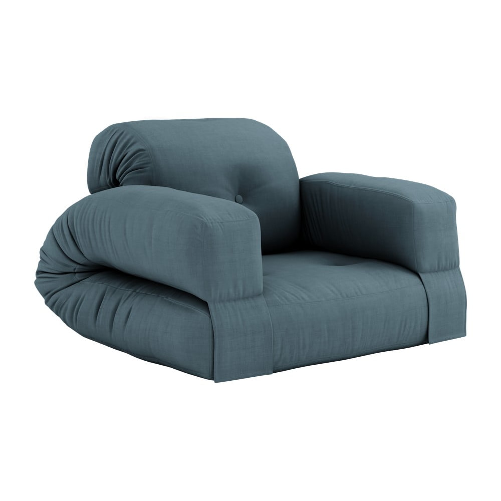 Rozkładany fotel z niebieskim obiciem Karup Design Hippo Petrol Blue