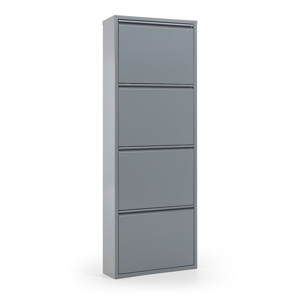Szara metalowa szafka na buty z 4 przegrodami Kave Home Rox