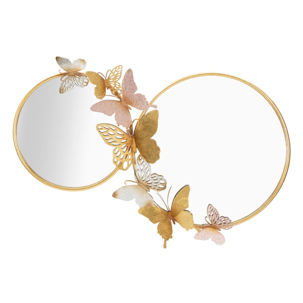 Lustro ścienne w różowo-złotym dekorze Mauro Ferretti Farfalle, 81x52,5 cm